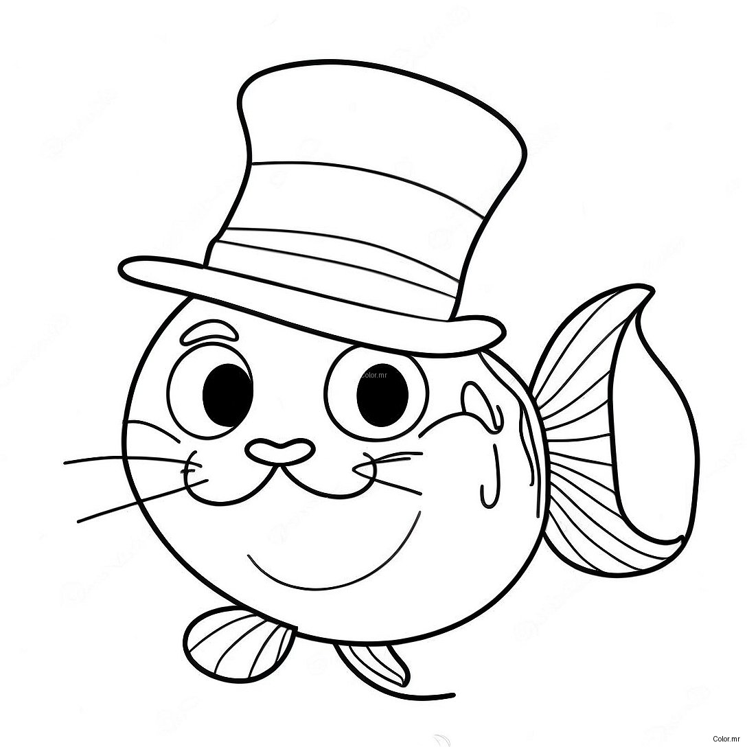 Colorful Cat In The Hat Fish Coloring Page 61267 50790