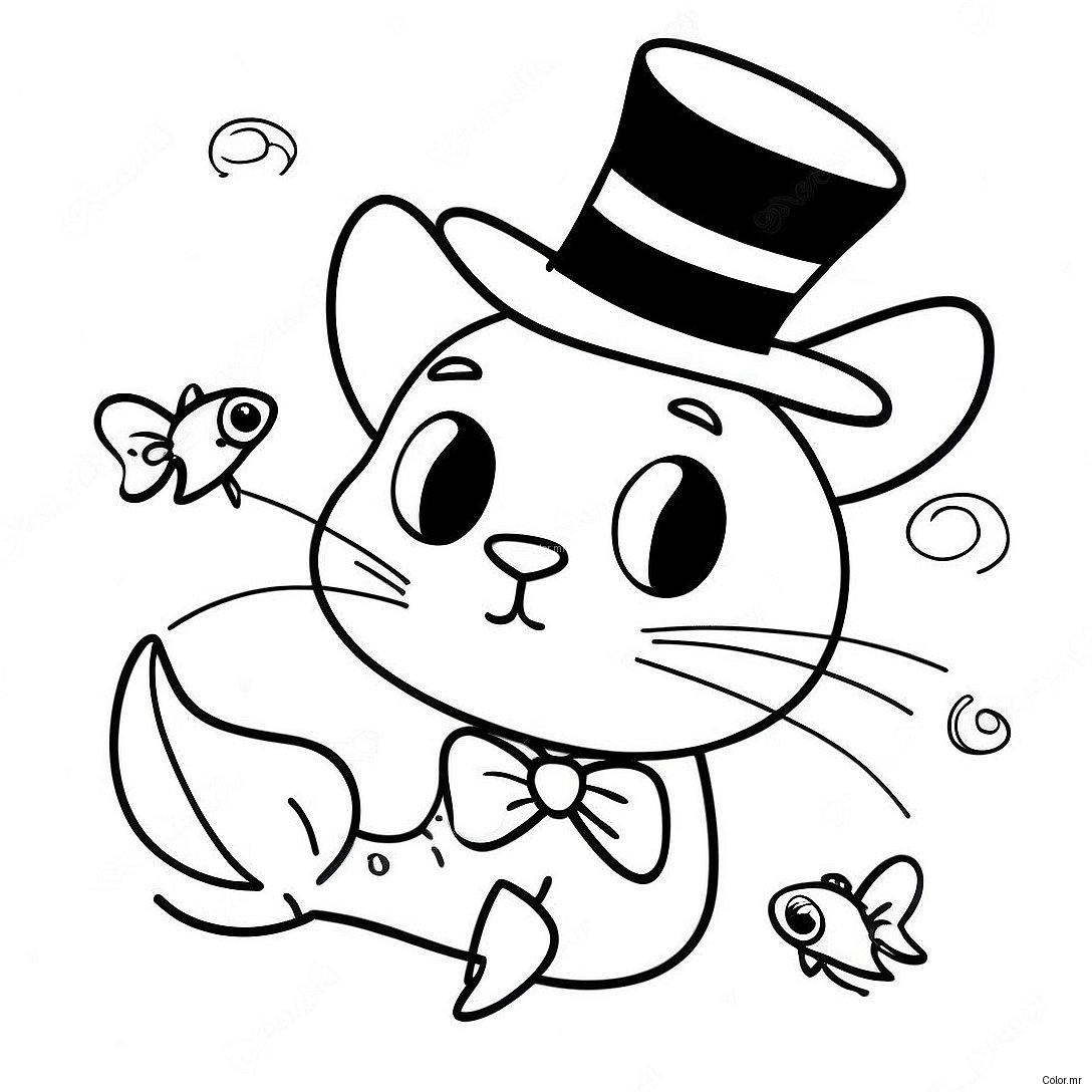 Colorful Cat In The Hat Fish Coloring Page 61267 50792