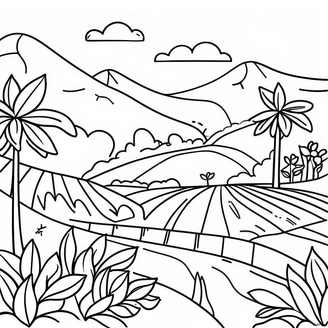 Colorful Colombian Coffee Farm Coloring Page 17696 14841