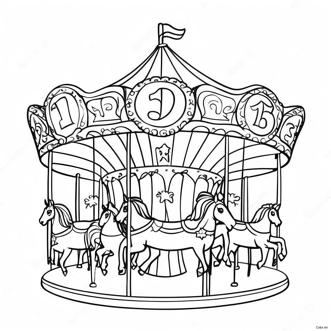 Colorful County Fair Carousel Coloring Page 46124 38421