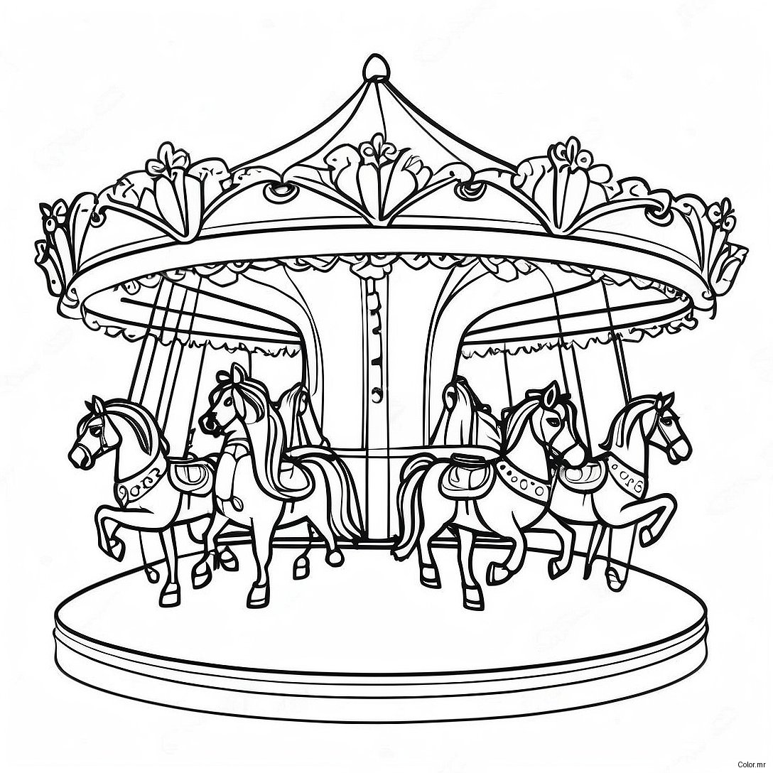 Colorful County Fair Carousel Coloring Page 46124 38422