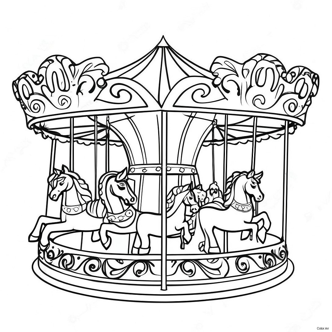 Colorful County Fair Carousel Coloring Page 46124 38423