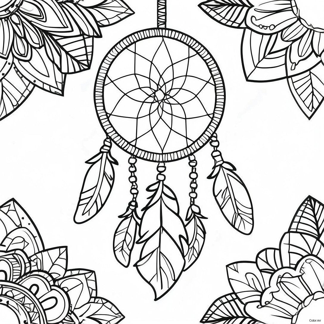 Colorful Dream Catcher With Feathers Coloring Page 1012 810