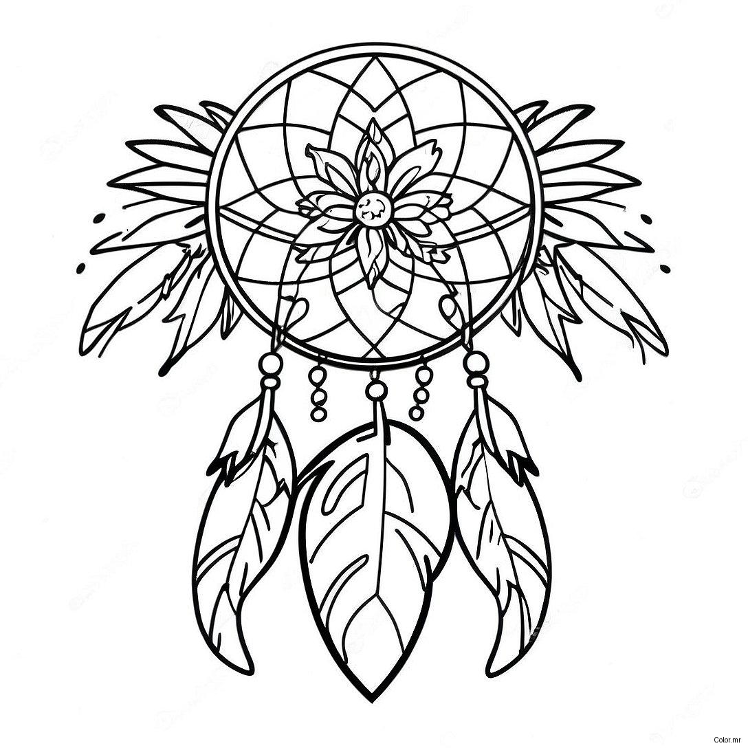 Colorful Dream Catcher With Feathers Coloring Page 1012 811