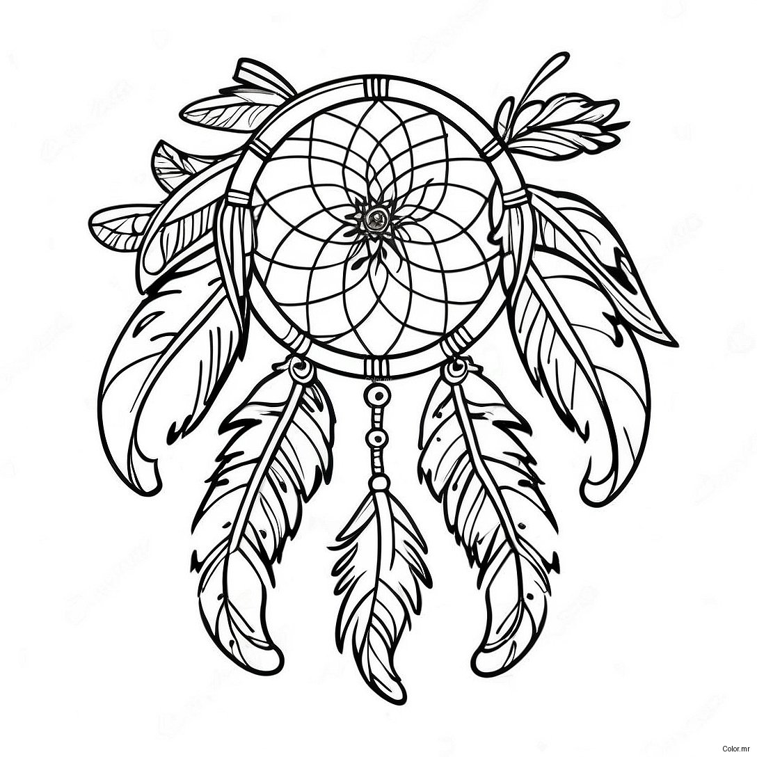 Colorful Dream Catcher With Feathers Coloring Page 1012 812