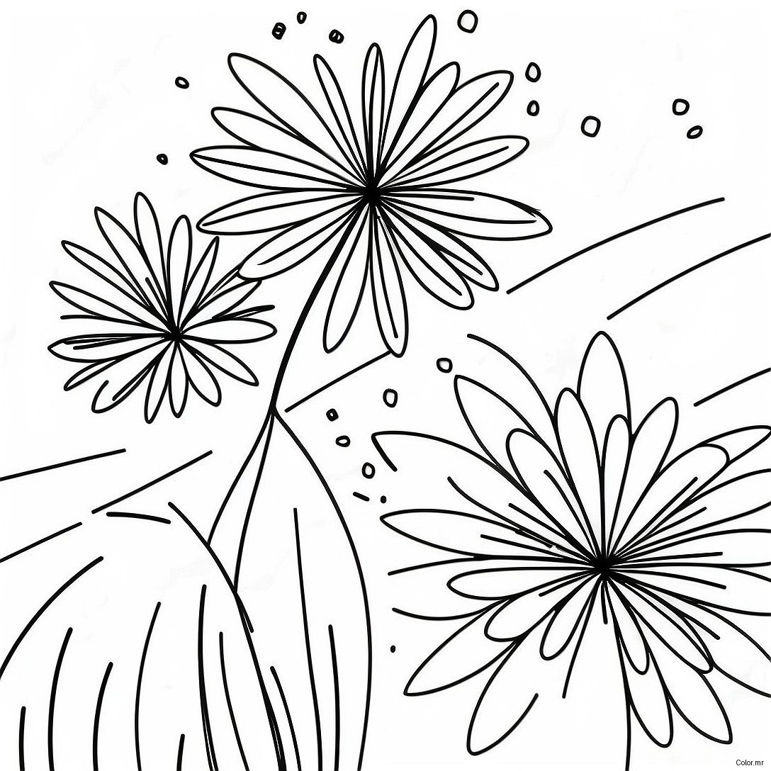 Colorful Fireworks Display Coloring Page 47765 39716