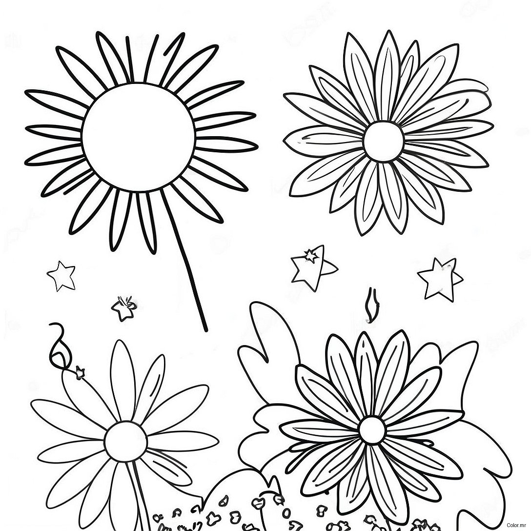Colorful Fireworks Display Coloring Page 9257 7562