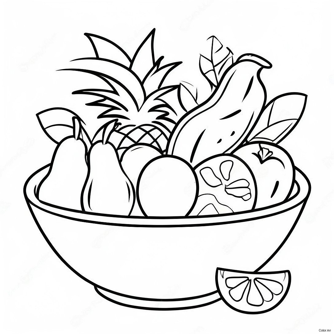Colorful Fruit Bowl With Tropical Fruits Coloring Page 34353 28545