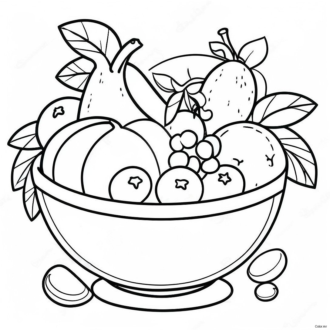 Colorful Fruit Bowl With Tropical Fruits Coloring Page 34353 28548