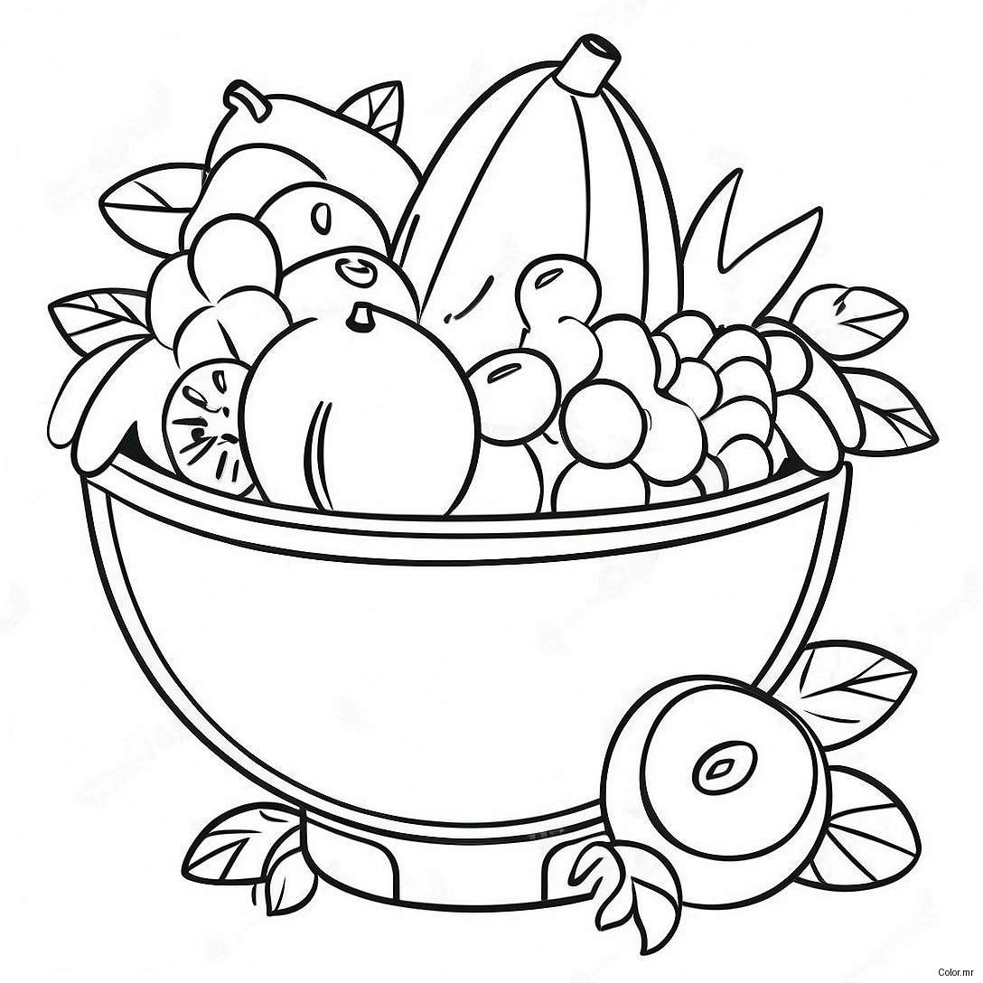 Colorful Fruit Bowl With Tropical Fruits Coloring Page 34353 28624