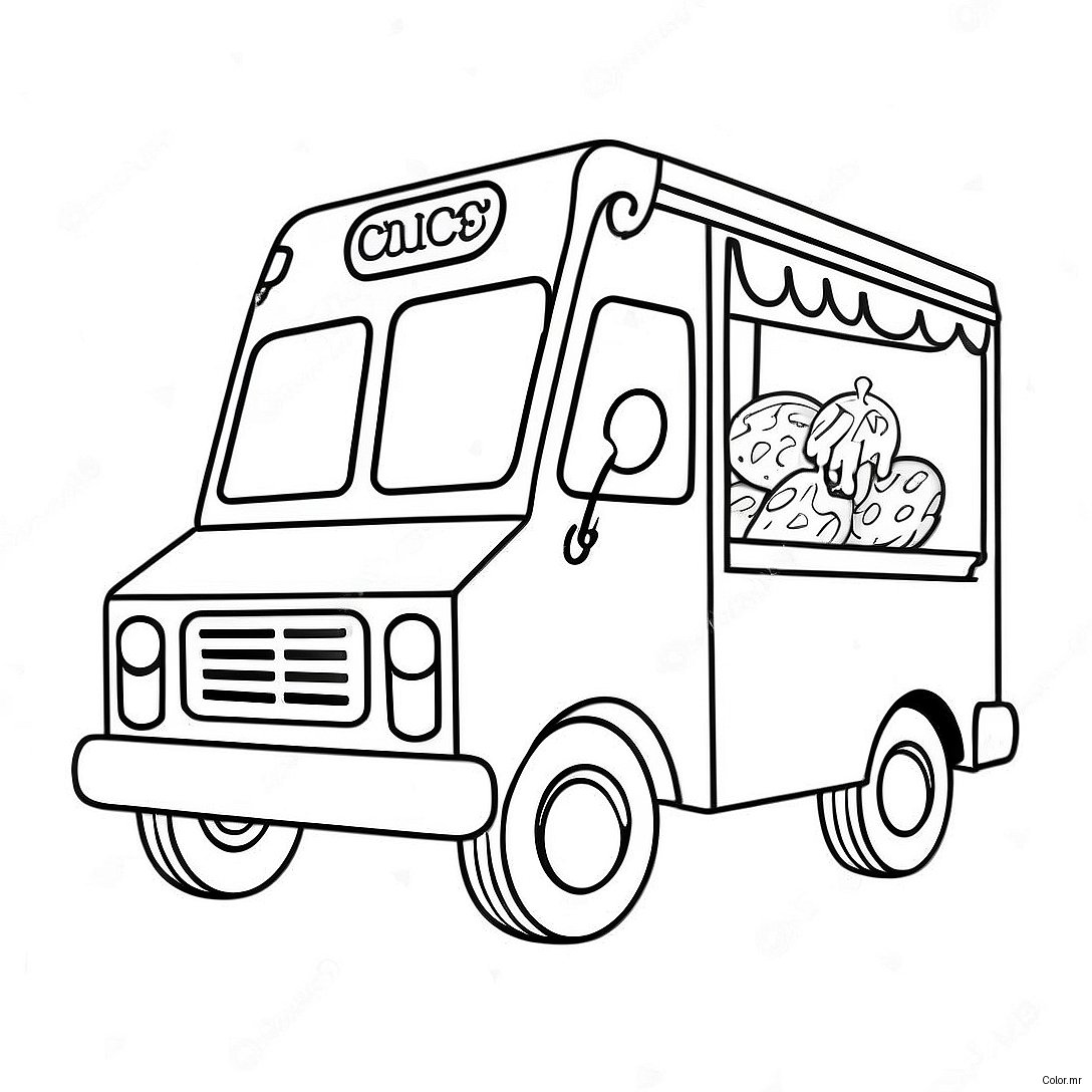 Colorful Ice Cream Truck With Kids Coloring Page 52507 43679