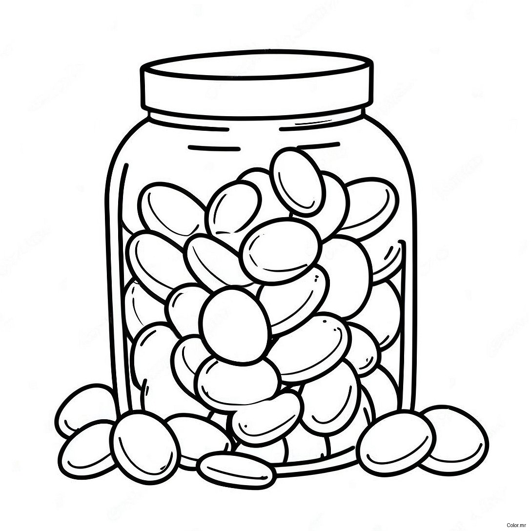 Colorful Jelly Beans In A Jar Coloring Page 68143 56215