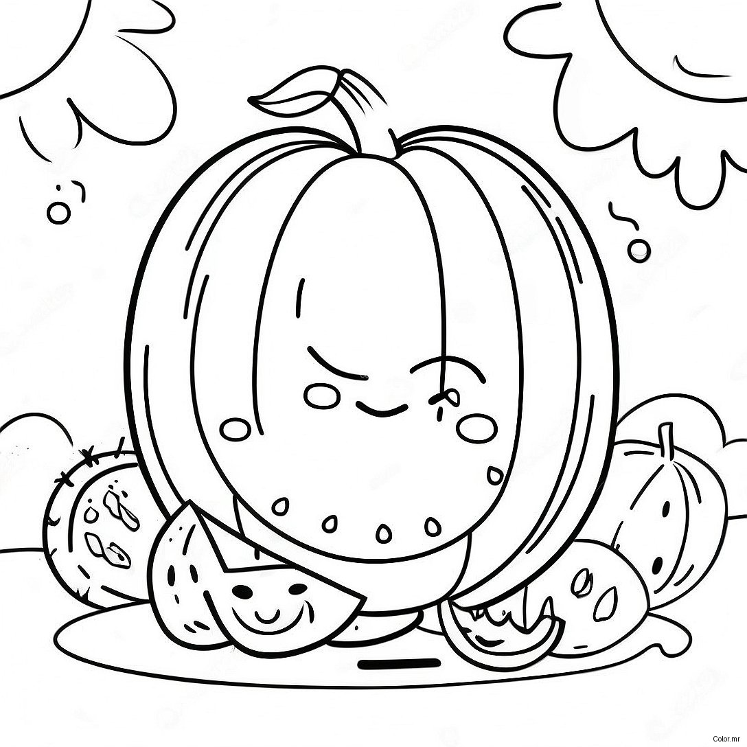 Colorful Melon Playground Scene Coloring Page 52337 43541