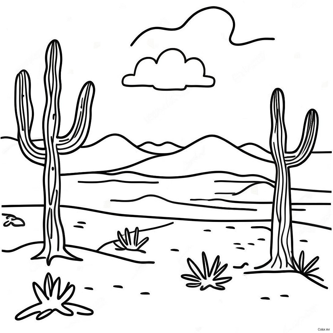 Colorful New Mexico Desert Scene Coloring Page 31359 28081
