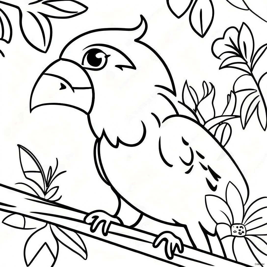 Colorful Parrots In The Rainforest Coloring Page 40248 33376