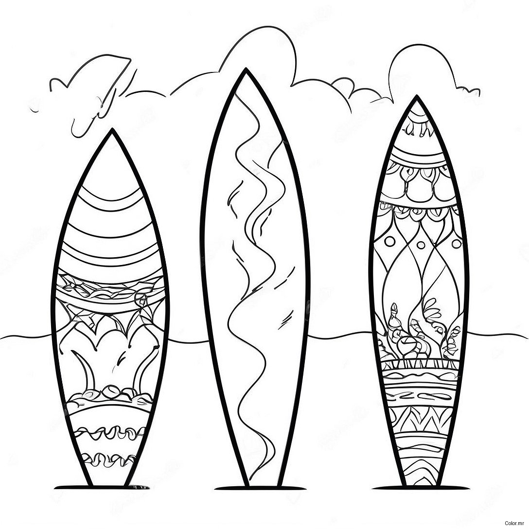 Colorful Surfboards On The Beach Coloring Page 56282 46790