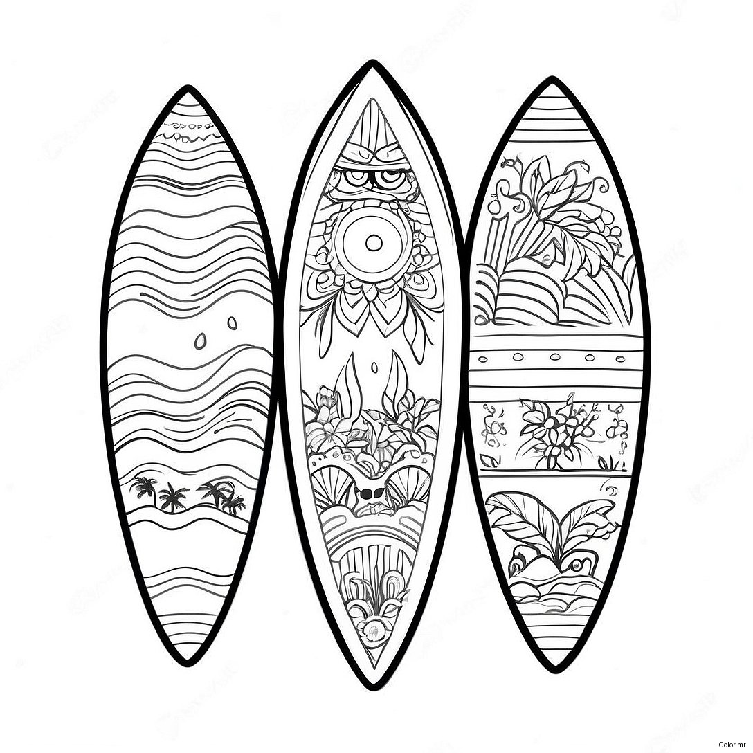 Colorful Surfboards On The Beach Coloring Page 56282 46791