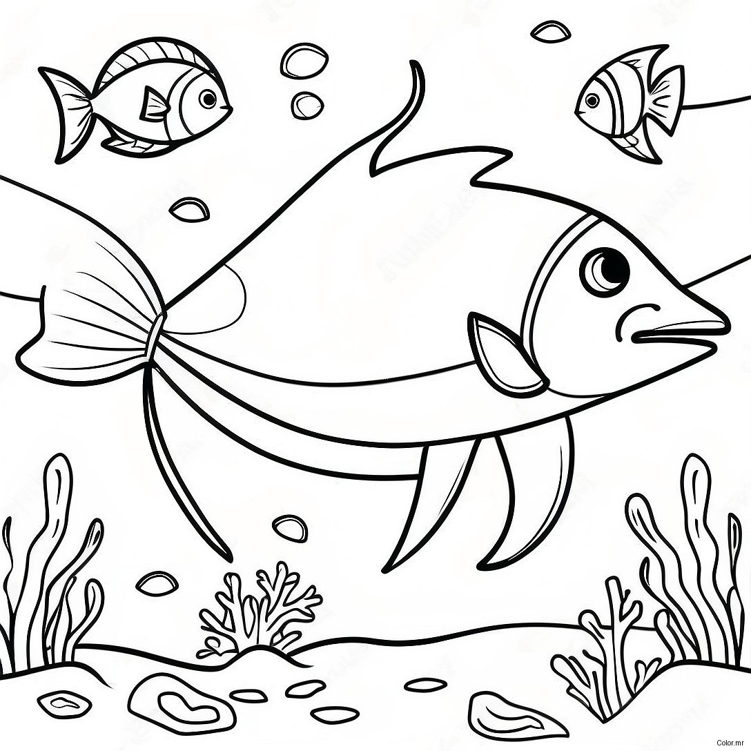 Colorful Swordfish With Coral Reef Coloring Page 36385 30332