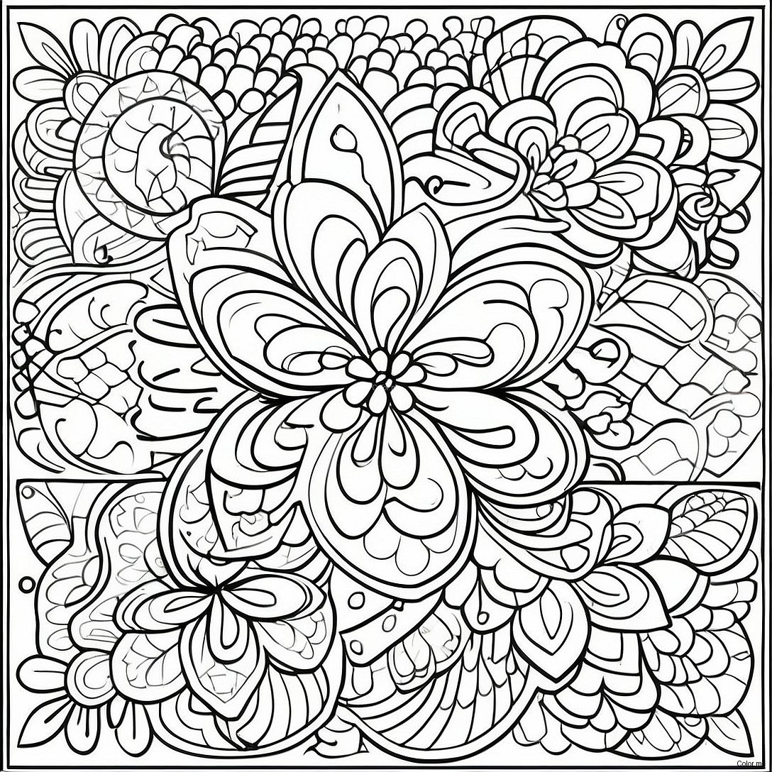 Colorful Talavera Tiles Pattern Coloring Page 56022 46577