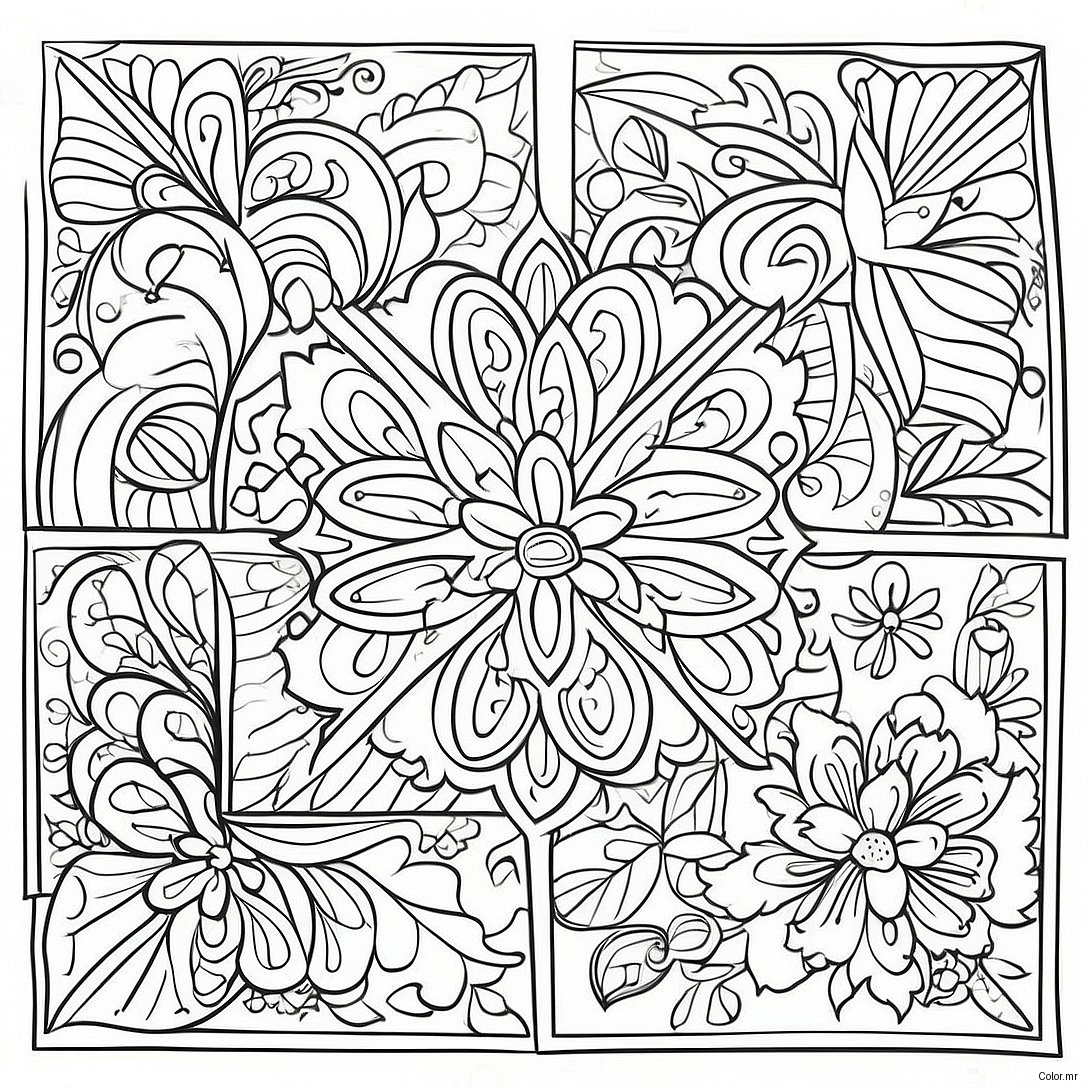 Colorful Talavera Tiles Pattern Coloring Page 56022 46578