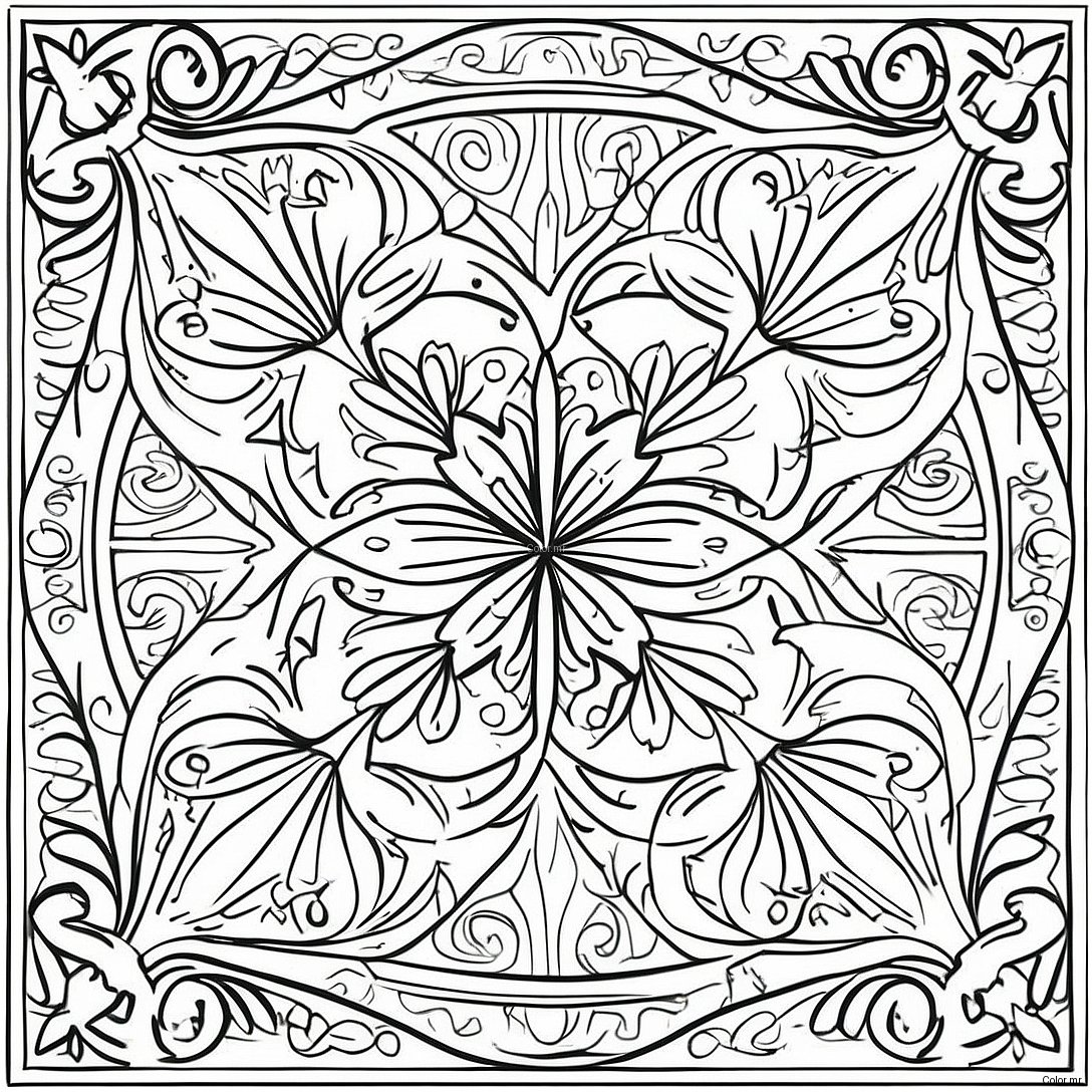 Colorful Talavera Tiles Pattern Coloring Page 56022 46580