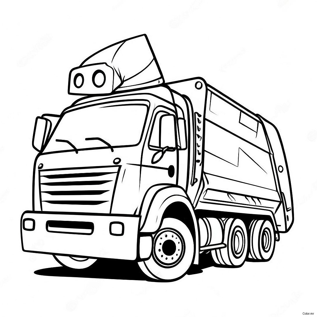 Colorful Trash Truck On The Street Coloring Page 45744 38122