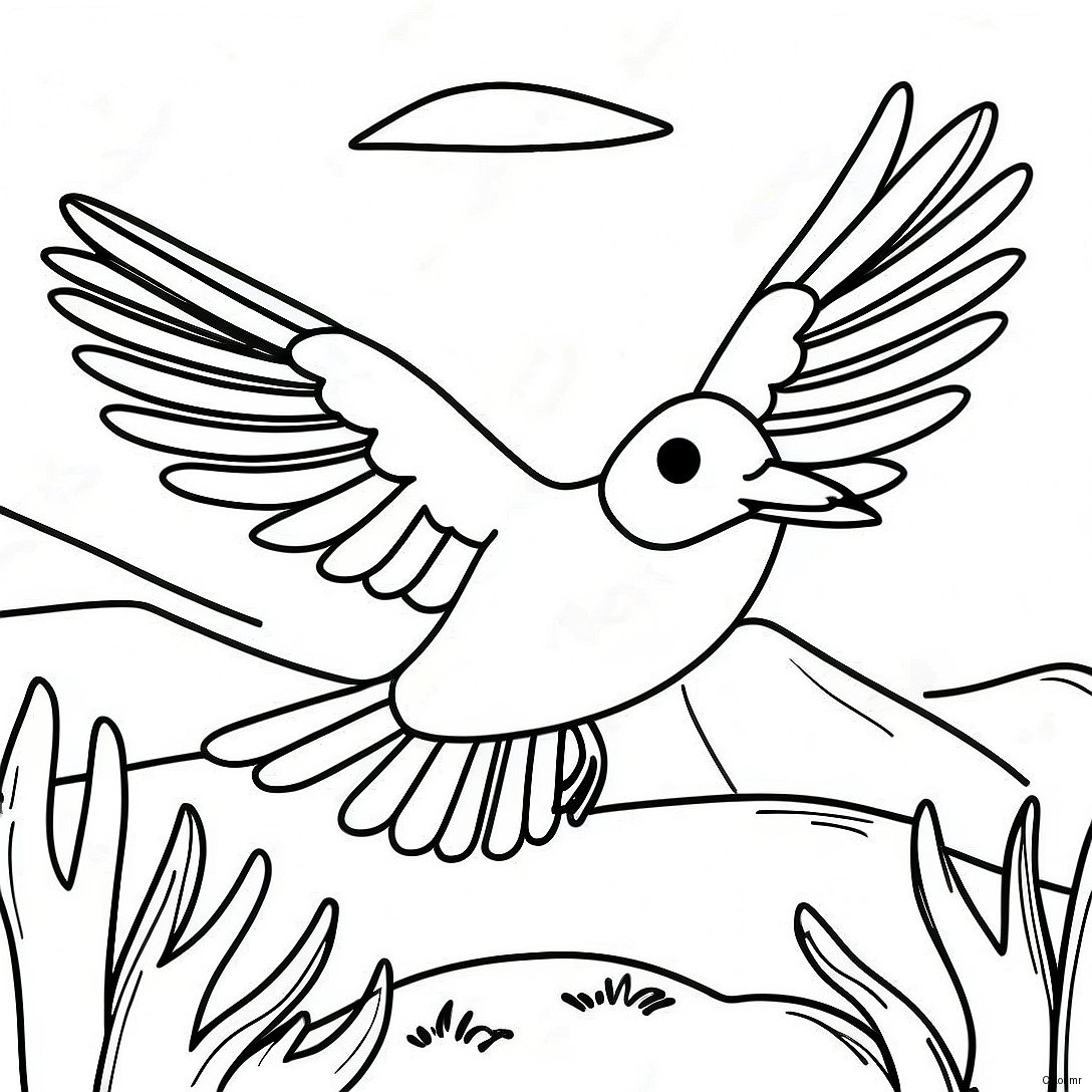 Colorful Western Meadowlark In Flight Coloring Page 65181 53863