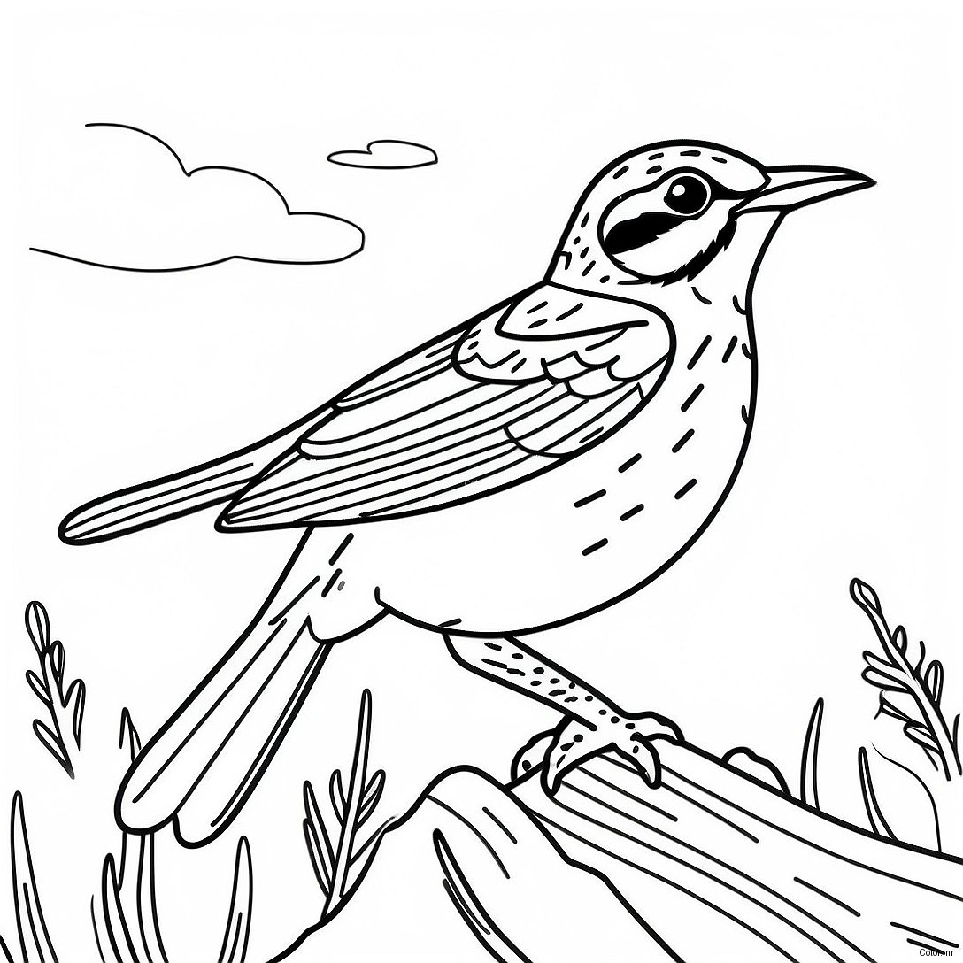 Colorful Western Meadowlark In Flight Coloring Page 65181 53864