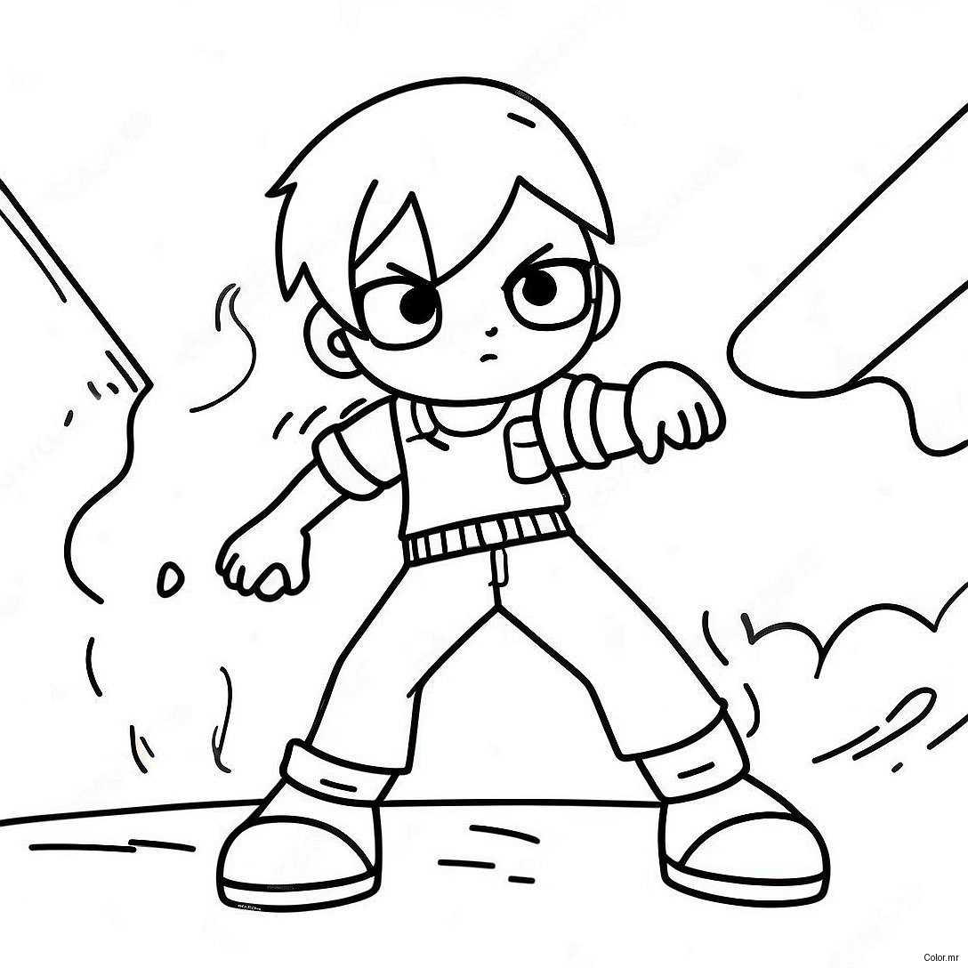 Cool Full Body Anime Boy In Action Coloring Page 16493 13898