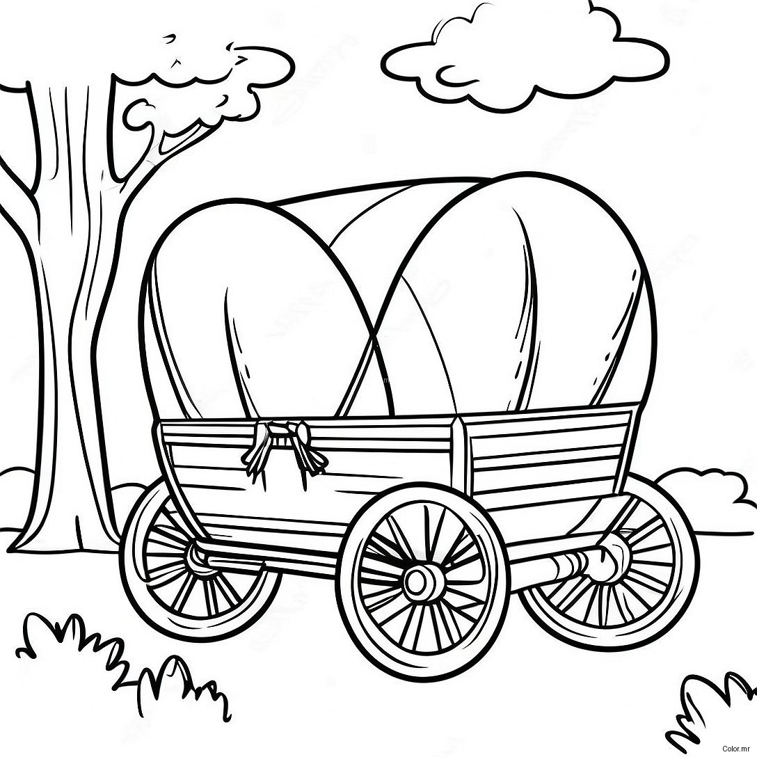 Covered Wagon On The Oregon Trail Coloring Page 28617 25911
