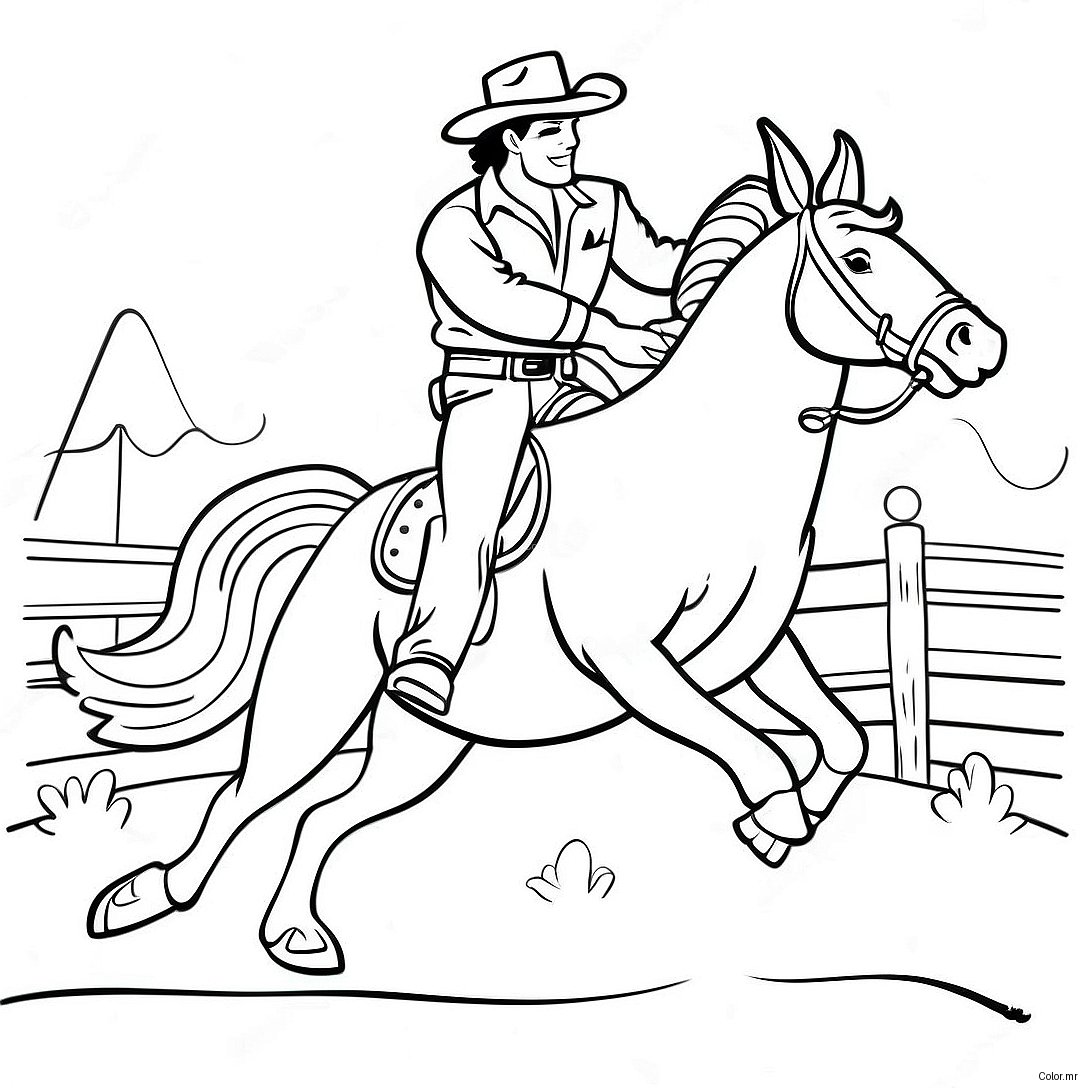 Cowboy Riding A Bucking Bronco Coloring Page 11488 9416