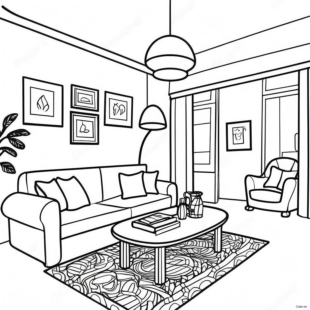 Cozy Apartment Living Room Coloring Page 51505 42899