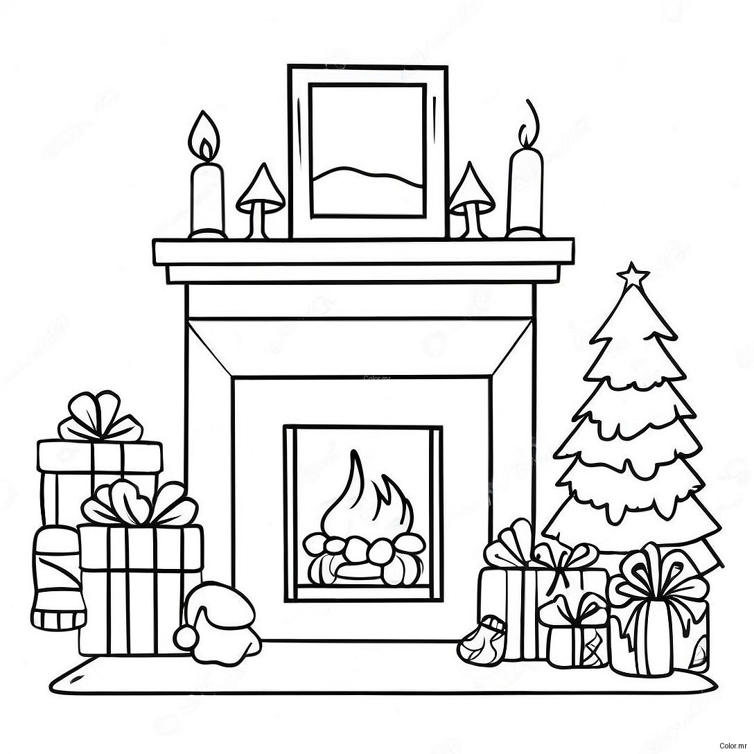 Cozy Christmas Fireplace With Stockings Coloring Page 32802 17123