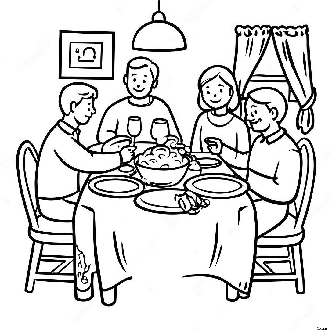 Cozy Family Dinner Scene Coloring Page 71024 58708