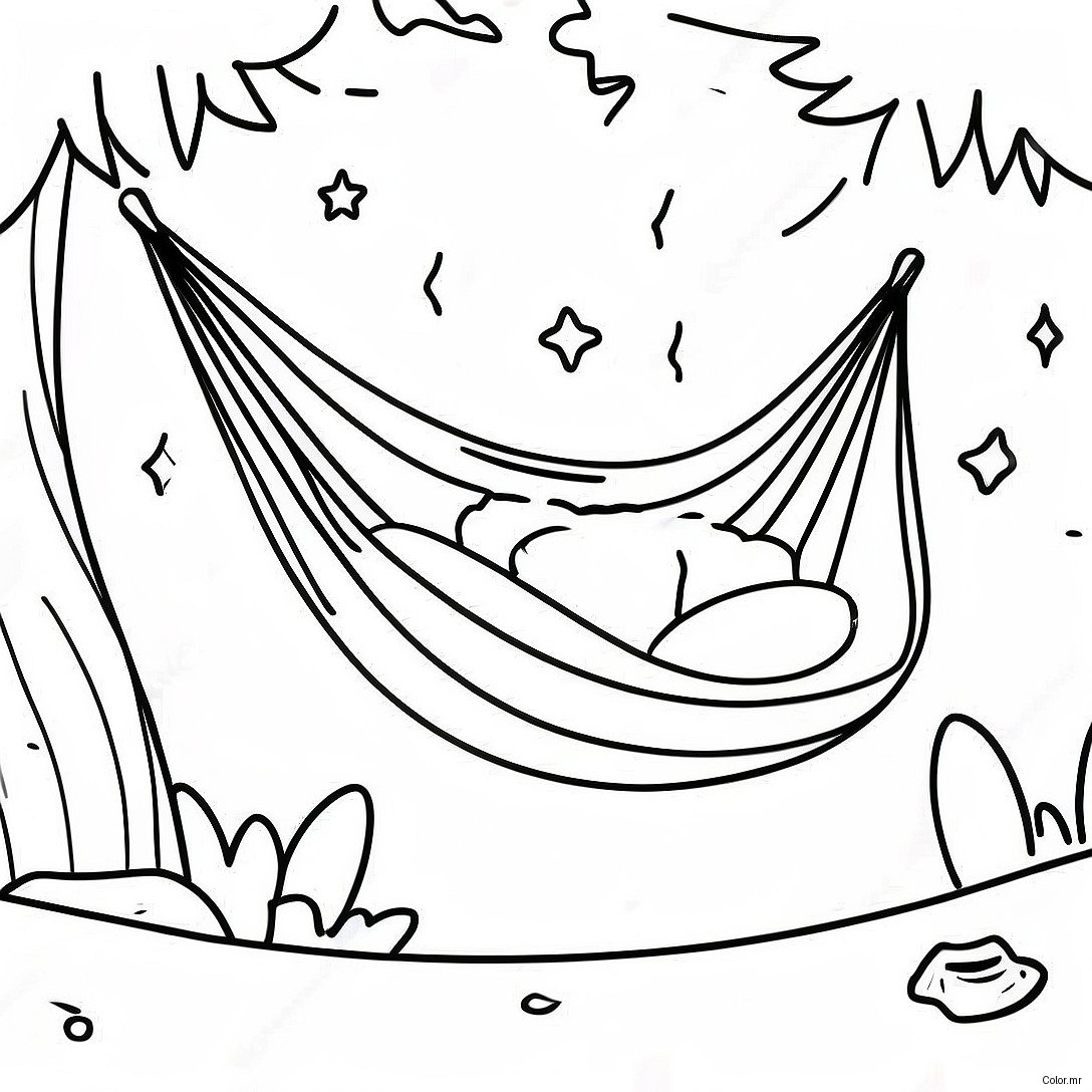 Cozy Hammock Under A Starry Sky Coloring Page 74436 61426