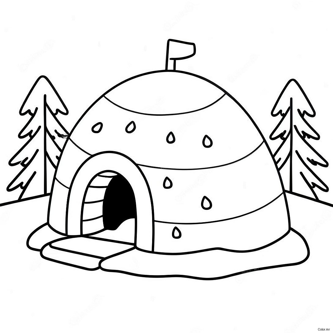 Cozy Igloo In A Snowy Landscape Coloring Page 32642 16995