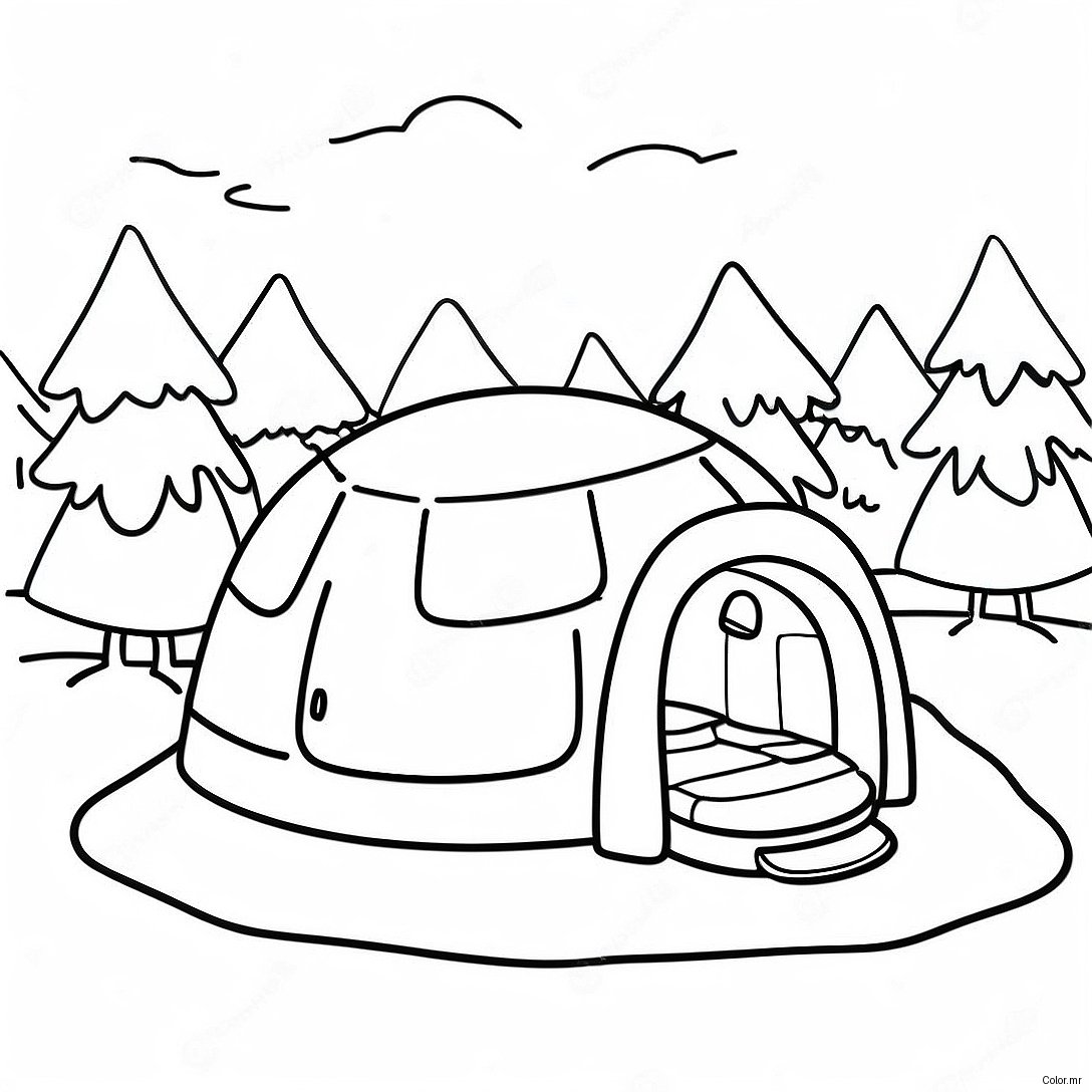 Cozy Igloo In A Snowy Landscape Coloring Page 32642 16996