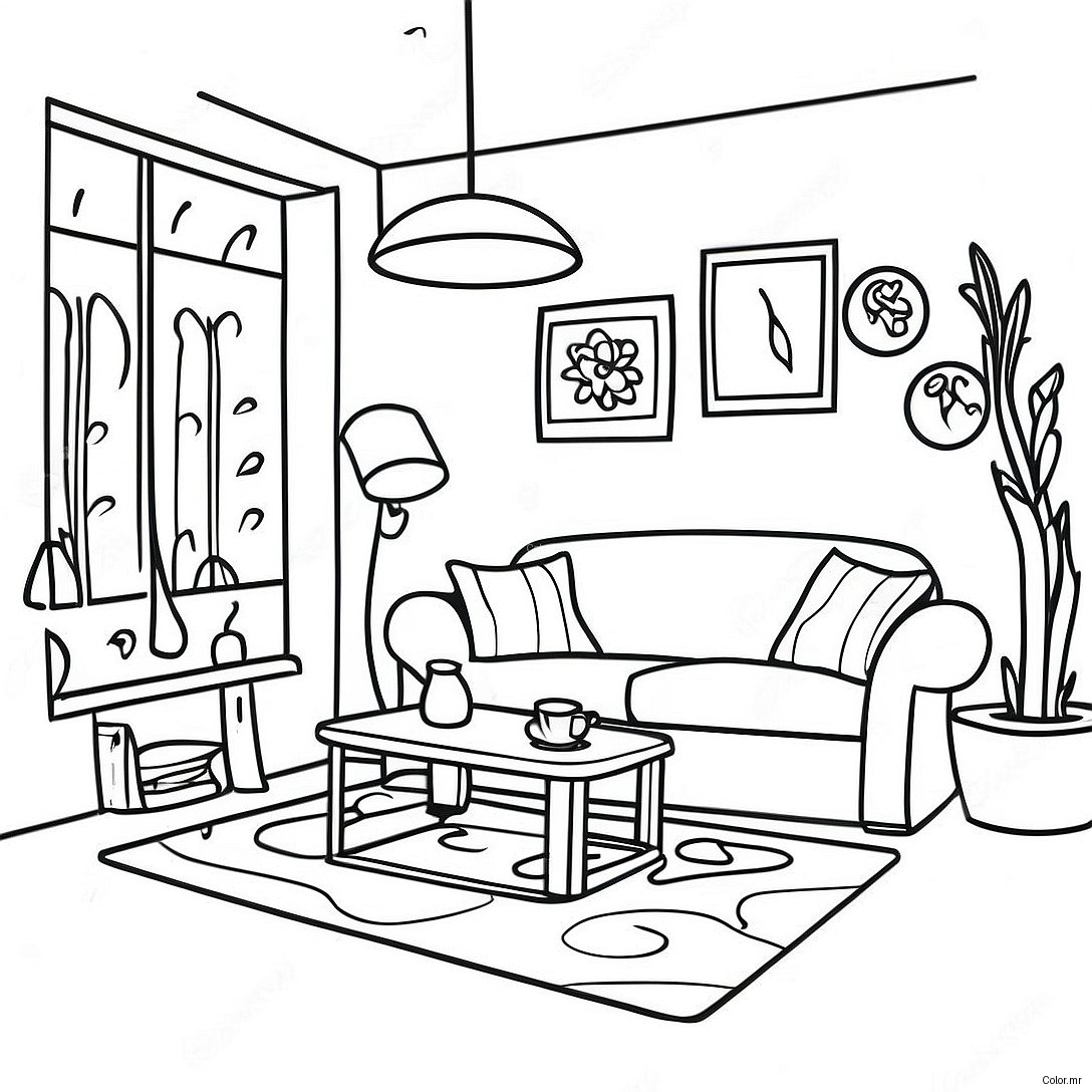 Cozy Rainy Day Indoor Coloring Page 45274 37613