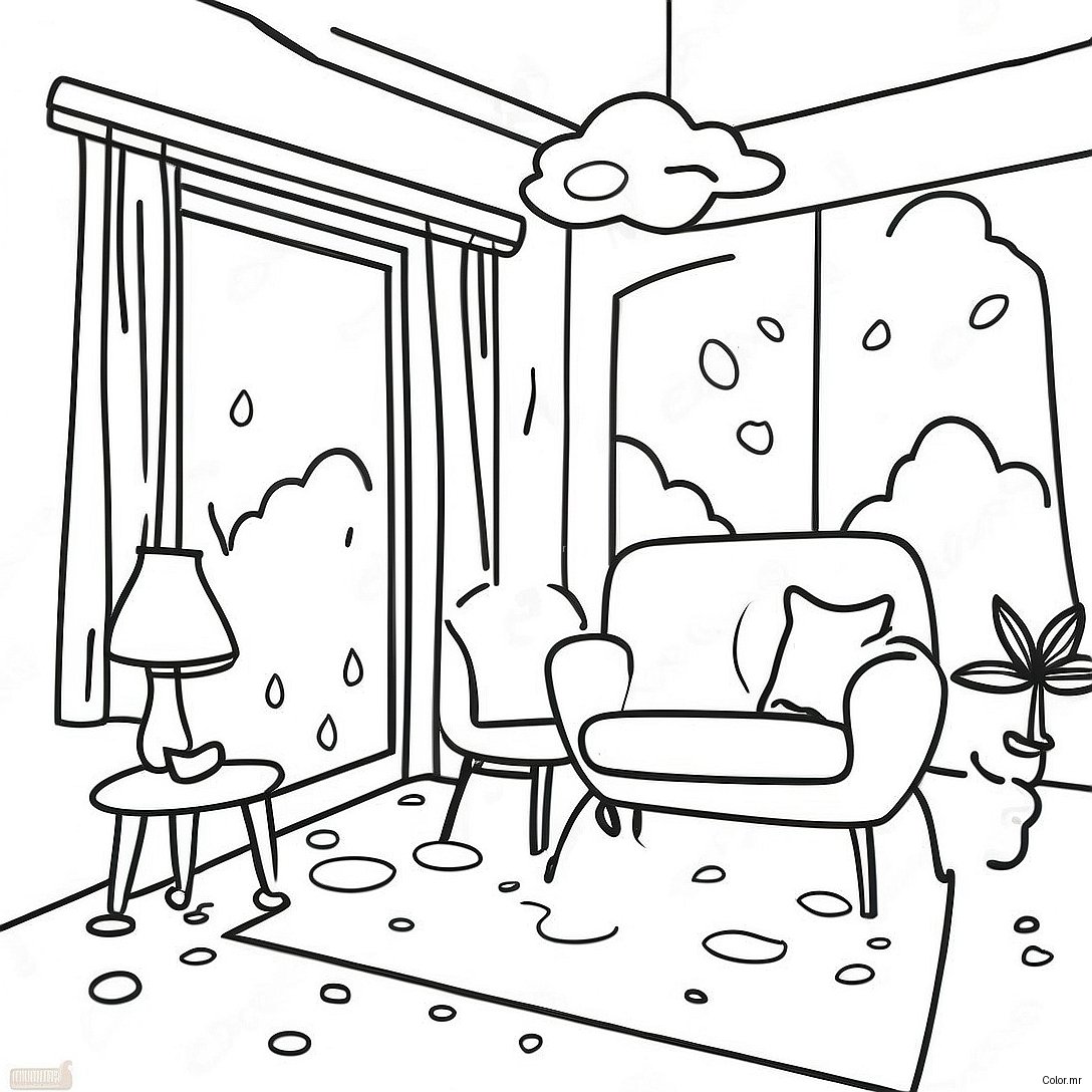 Cozy Rainy Day Indoor Coloring Page 45274 37614