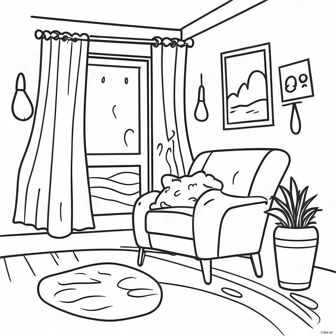 Cozy Rainy Day Indoor Coloring Page 45274 37615