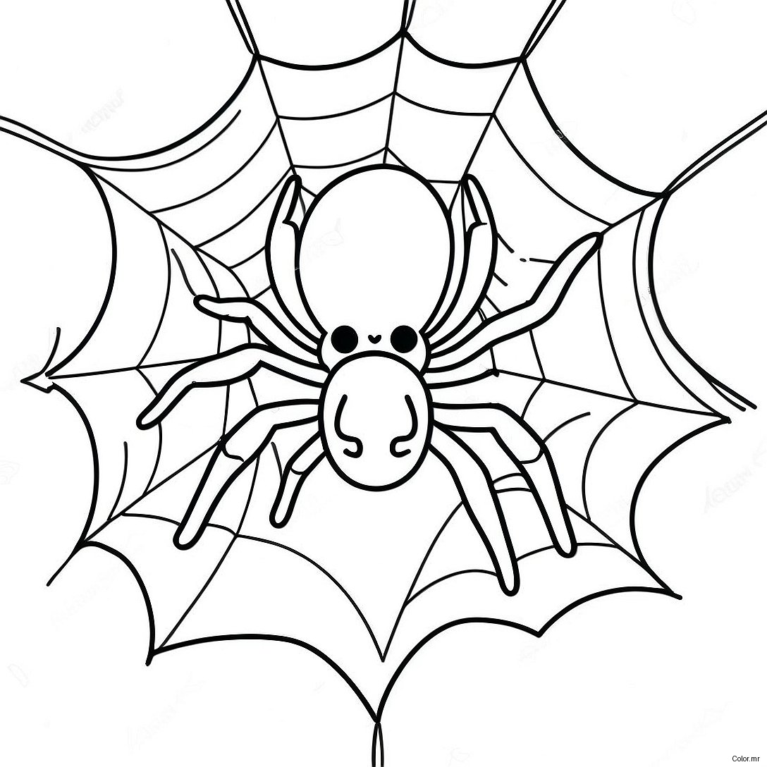 Creepy Halloween Spider With Web Coloring Page 6475 5269