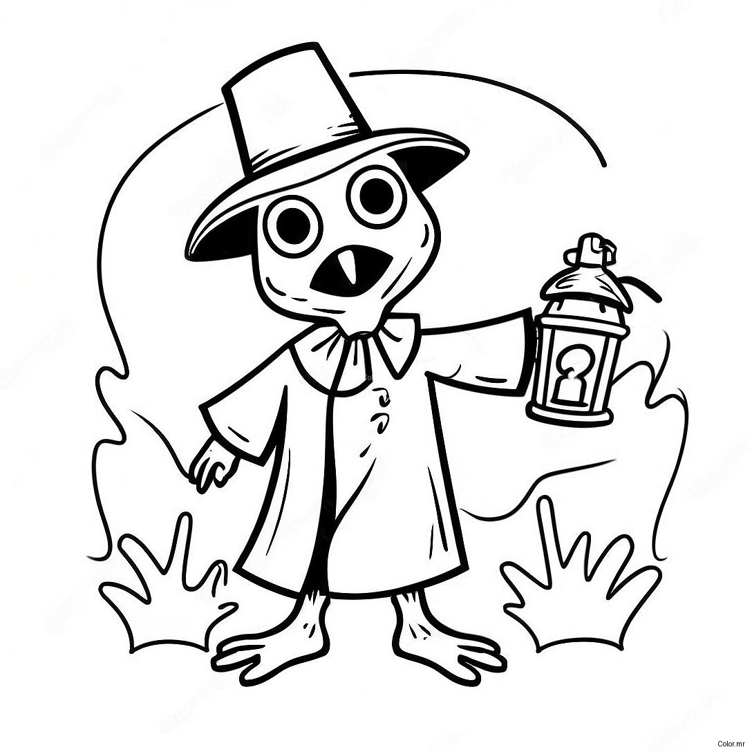Creepy Plague Doctor With Lantern Coloring Page 48865 40605
