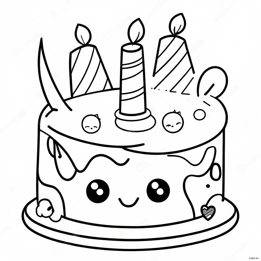 Cute 1st Birthday Cake Coloring Page 55812 46415