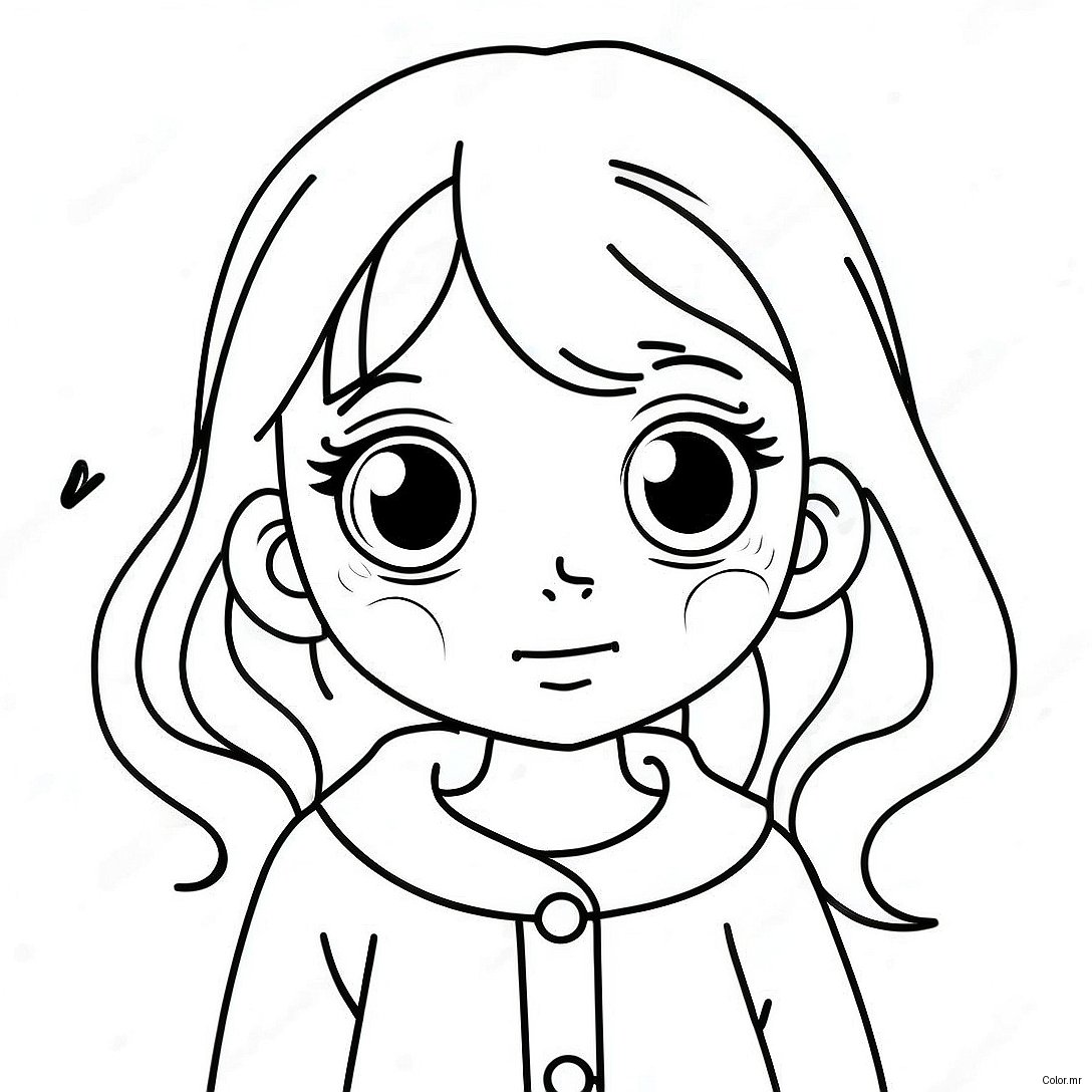 Cute Anime Girl With Big Eyes Coloring Page 46704 38881