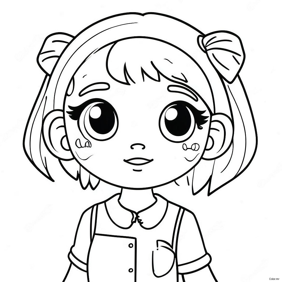Cute Anime Girl With Big Eyes Coloring Page 46704 38883