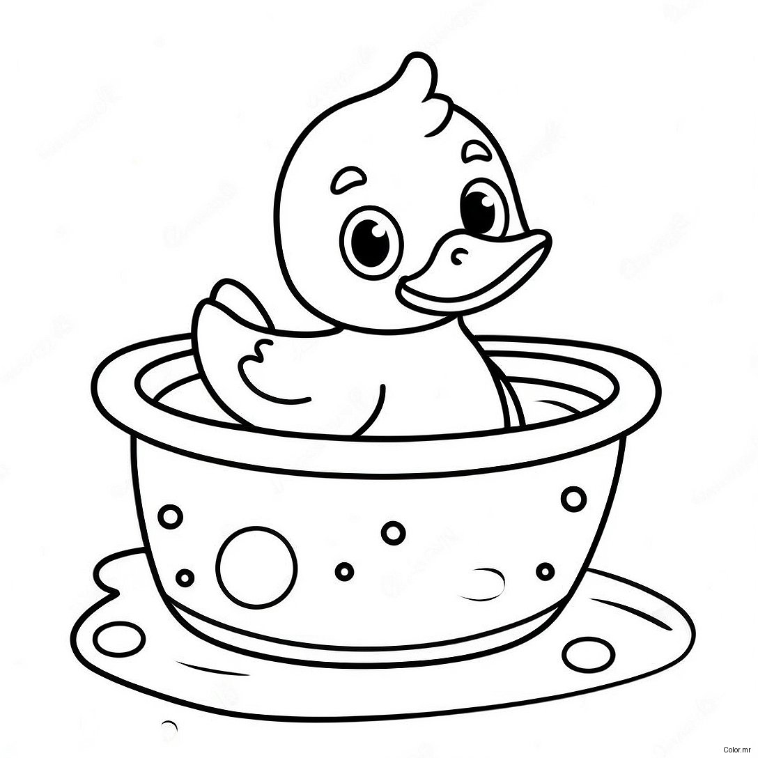 Cute Baby Duck In Bathtub Coloring Page 59907 49719