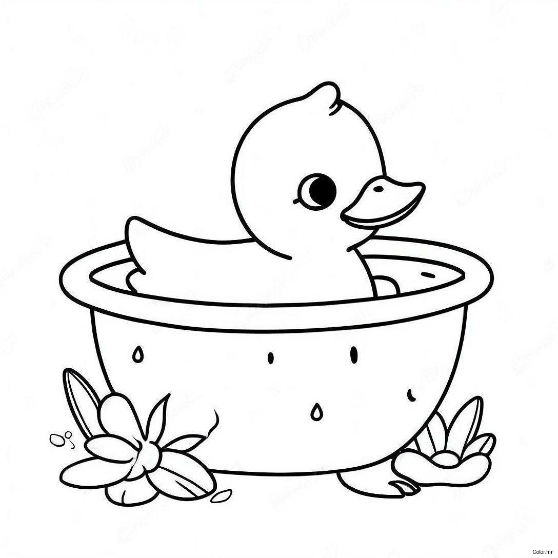 Cute Baby Duck In Bathtub Coloring Page 59907 49720