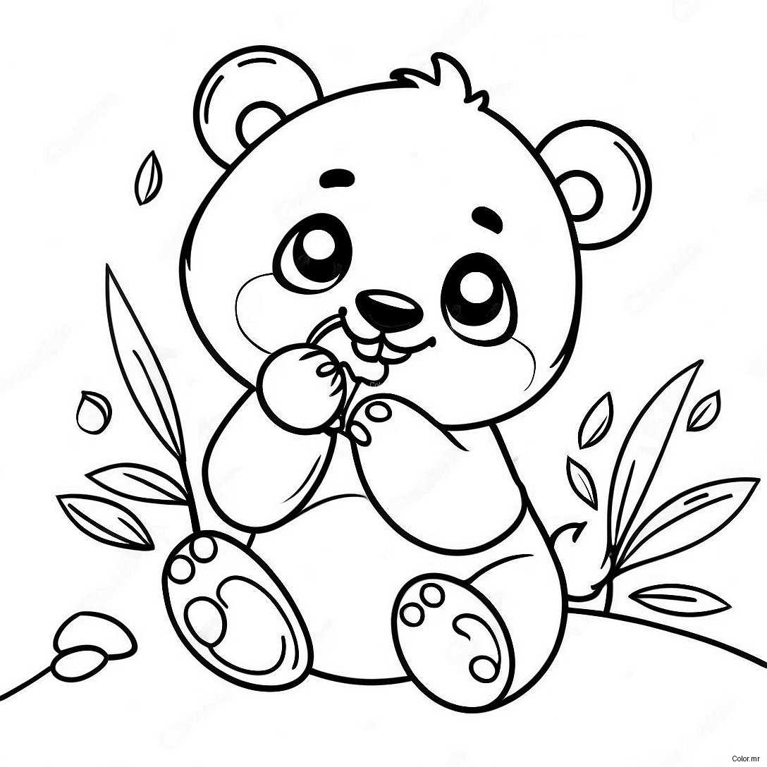 Cute Baby Panda Eating Bamboo Coloring Page 45814 38043