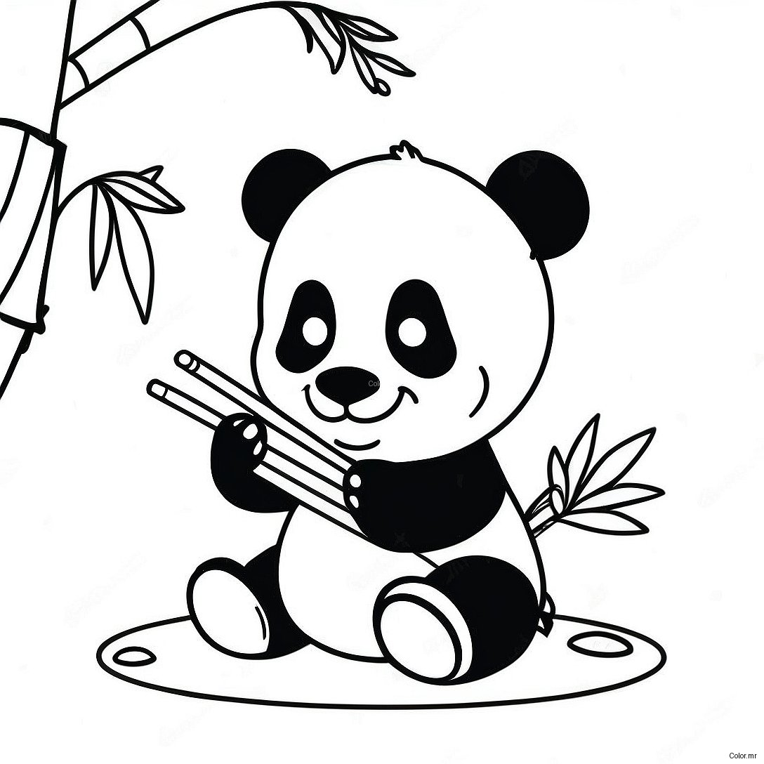Cute Baby Panda Eating Bamboo Coloring Page 45814 38044