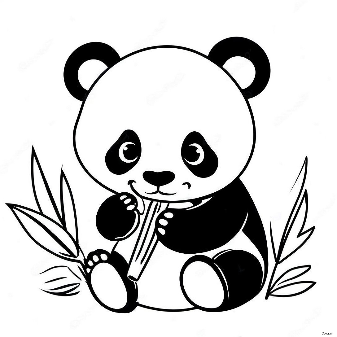 Cute Baby Panda Eating Bamboo Coloring Page 45814 38169